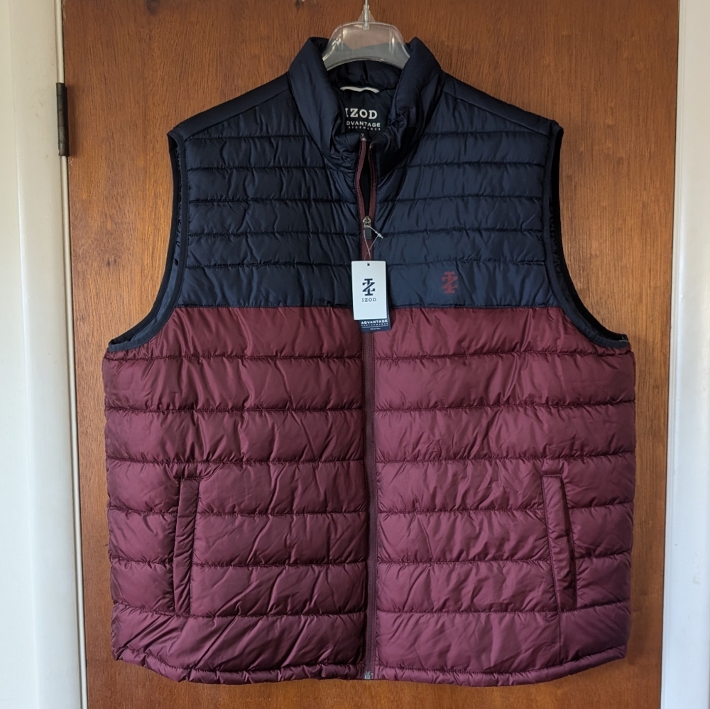 Izod Performance Two-Tone Puffer Vest Men's Size XXL NEW!